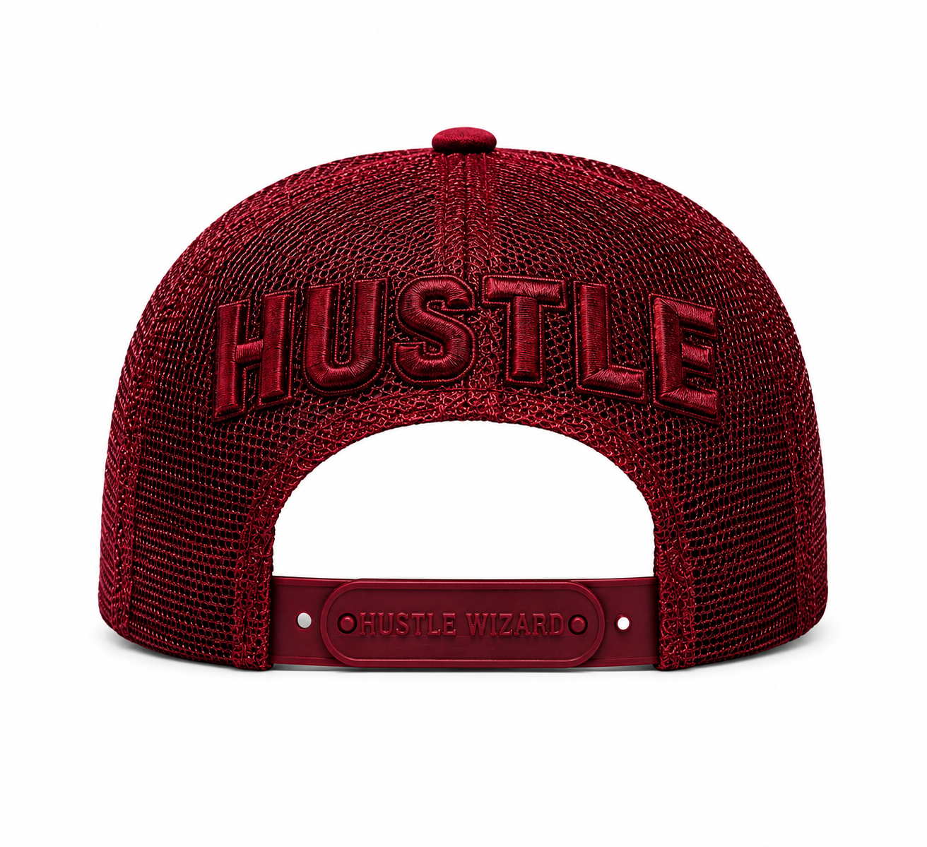 Hustle Wizard Crimson 3D Puff Embroidered Snapback Trucker Hat – Premium Luxury Streetwear Cap