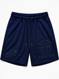 Hustle Wizard Midnight Blue French Terry Cotton Shorts – Premium Luxury Streetwear Shorts