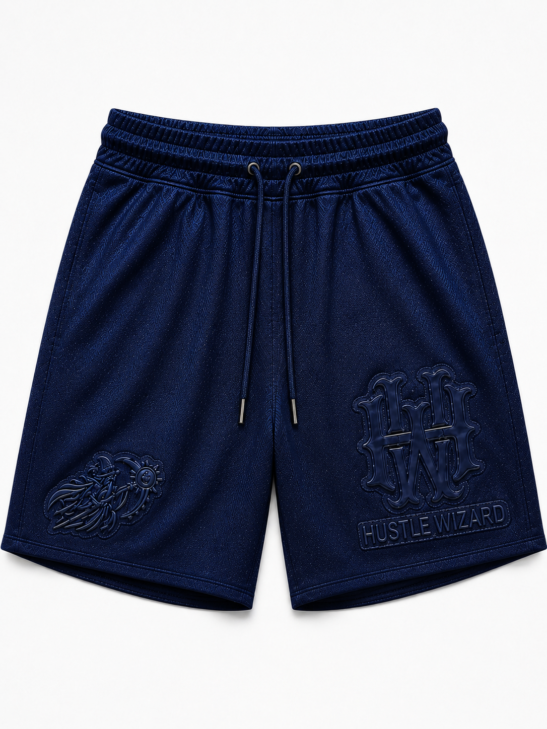 Hustle Wizard Midnight Blue French Terry Cotton Shorts – Premium Luxury Streetwear Shorts