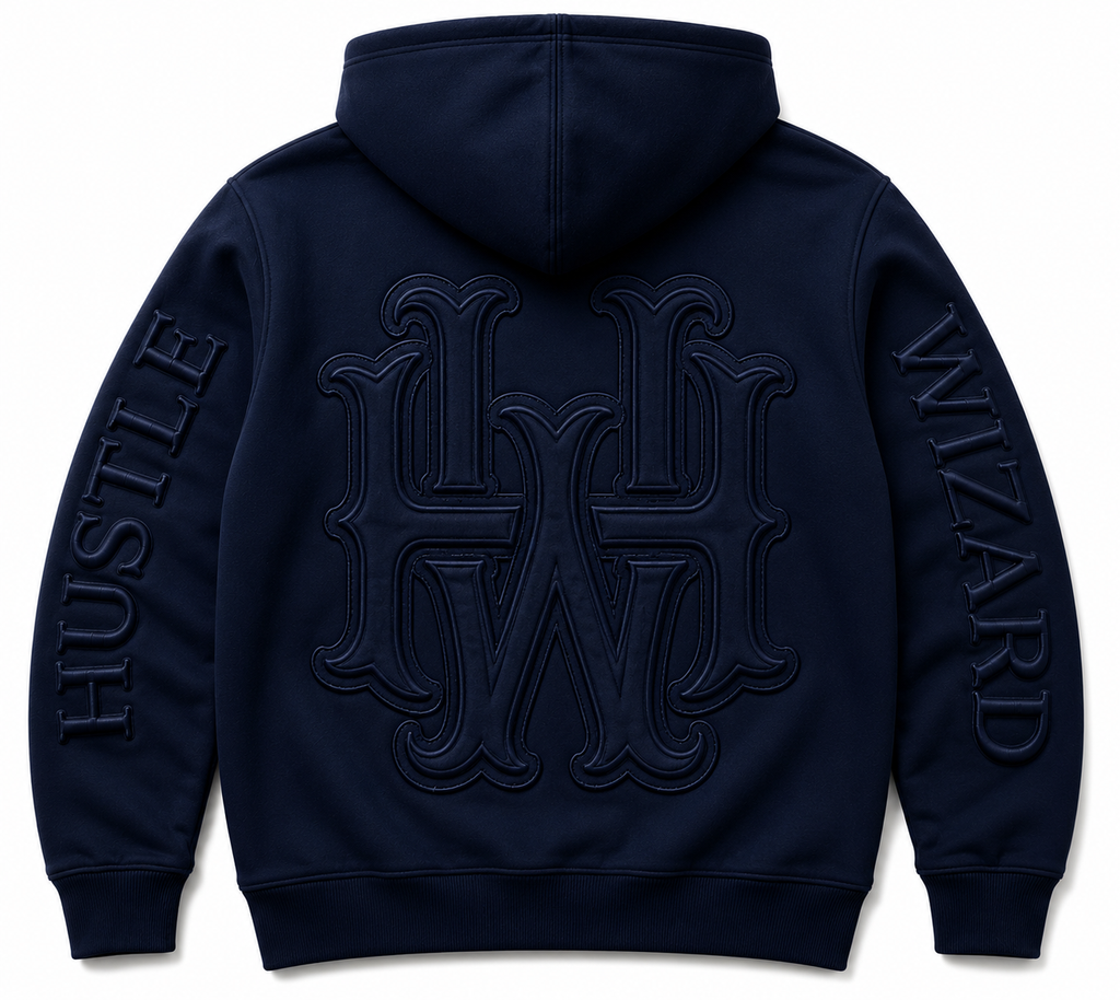 Hustle Wizard Midnight Blue Heavyweight Shortset – 460 GSM French Terry Cotton Premium Streetwear