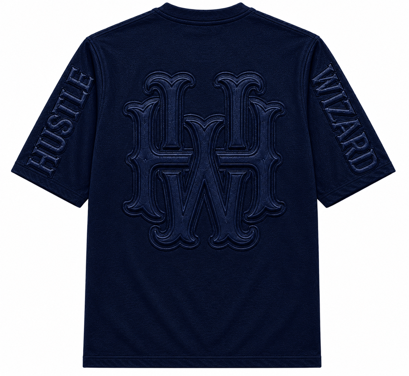 Hustle Wizard Midnight Blue 3D Puff Embroidery Luxury T-Shirt – Premium Streetwear Tee