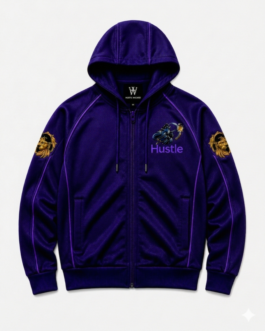 Hustle Wizard Tracksuit – Luxury Purple Streetwear Set (French Terry Cotton)